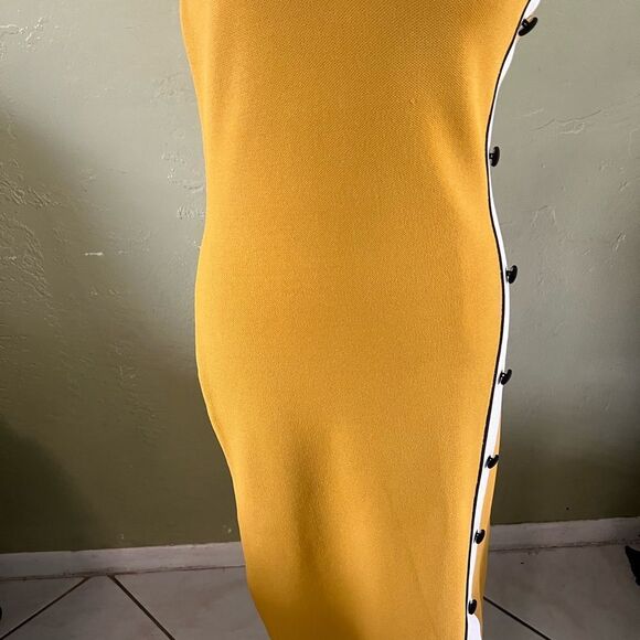New York & Company Yellow Bodycon Midi Dress - Picture 3 of 6
